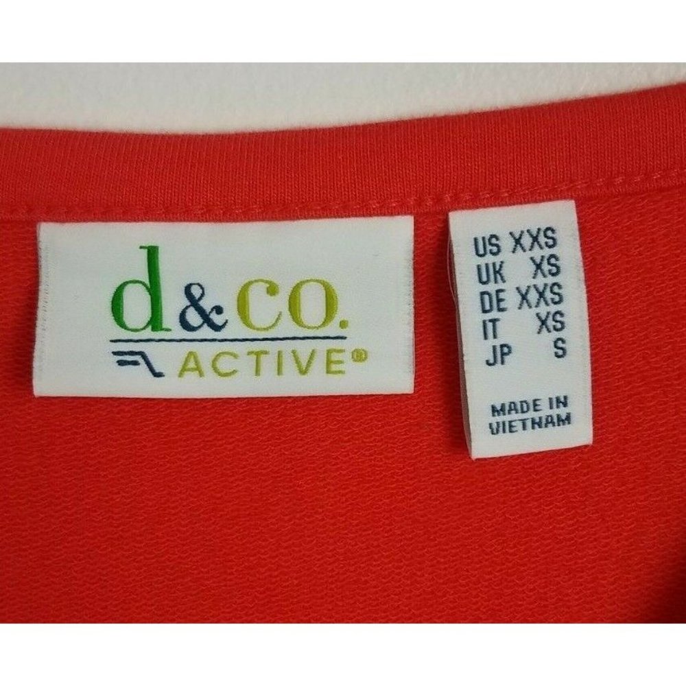 Denim & Co. Sz. XXS French Terry 3/4-Sleeve Boatneck Lace Up Sleeve Tunic Red - Picture 2 of 5